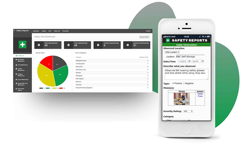 Safety Observation app image and dashboard