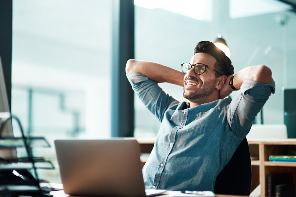 Man relaxed at work