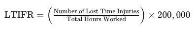 lost time injury frequency rate (LTIFR)