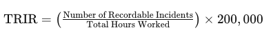 total recordable incident rate (TRIR) formula